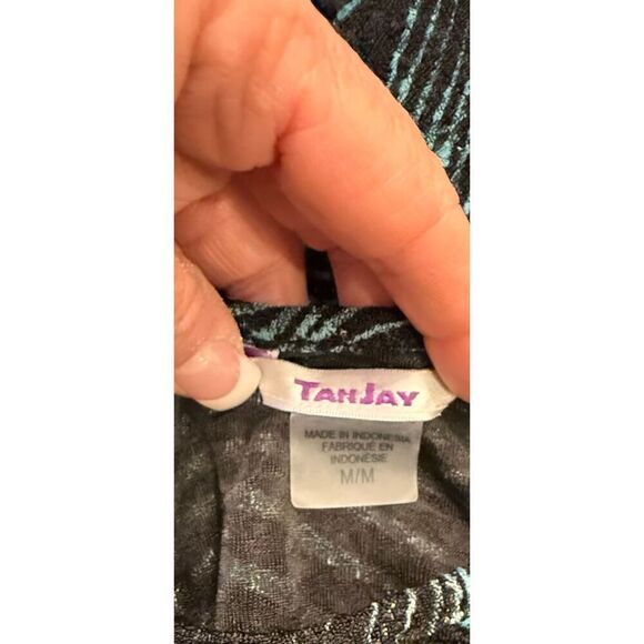 TanJay Shimner Top Sz. M Spatkly Geometric Pattern Stretchy 3/4 Sleeves Party - Picture 5 of 6